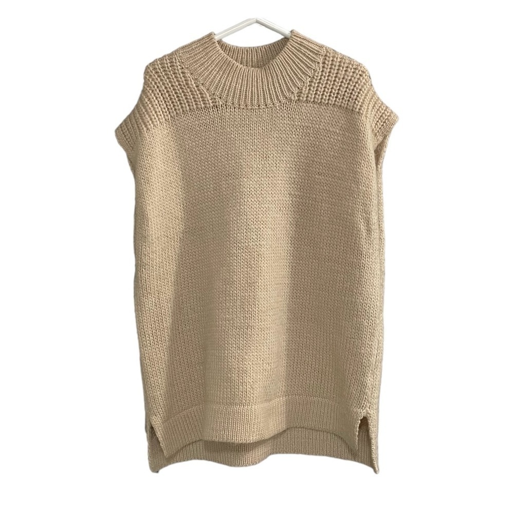 SPANNER Sleeveless Oversized Chunky Knit Sweater Cream XXL